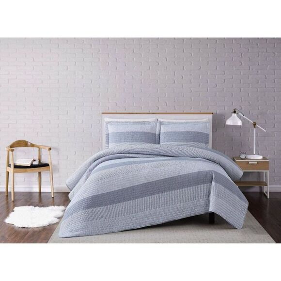 Truly Soft - Twin XL 2pc Multi Stripe Quilt Set Gray - Truly So Gray - Picture 1 of 4